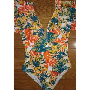 One piece V Neck Multicolor Ruffled Sleeves